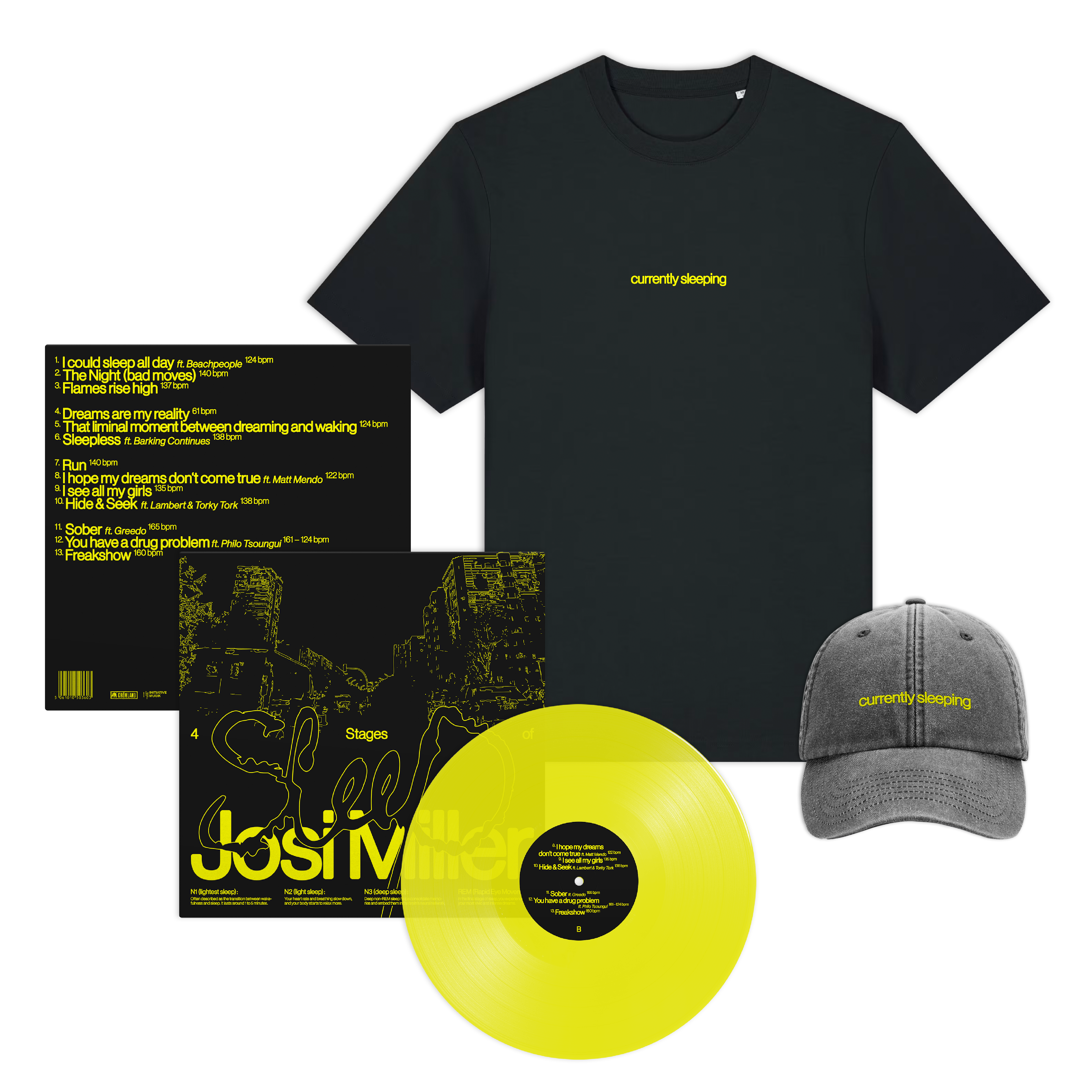 Josi Miller - 4 Stages of Sleep – LP + T-Shirt & Cap (Bundle)
