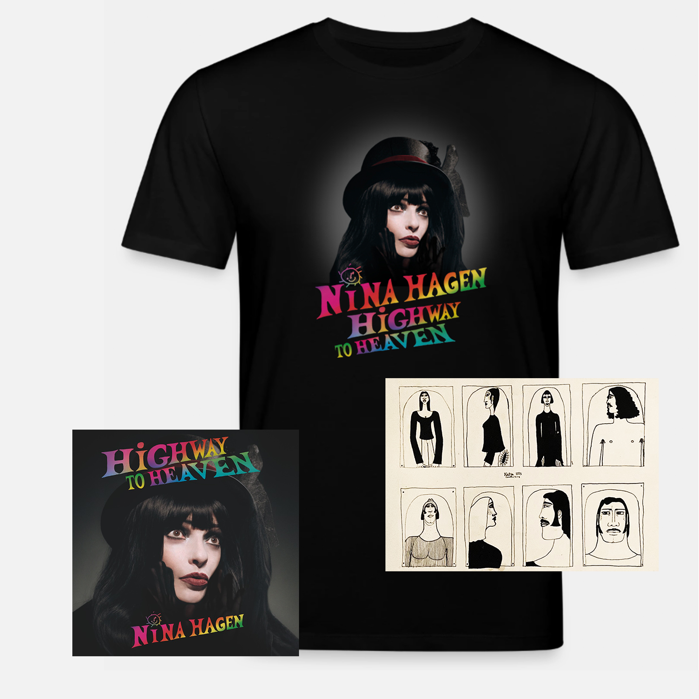 Nina Hagen - HiGHWAY TO HEAVEN - CD + Signed Art-Print & T-Shirt (Bundle)