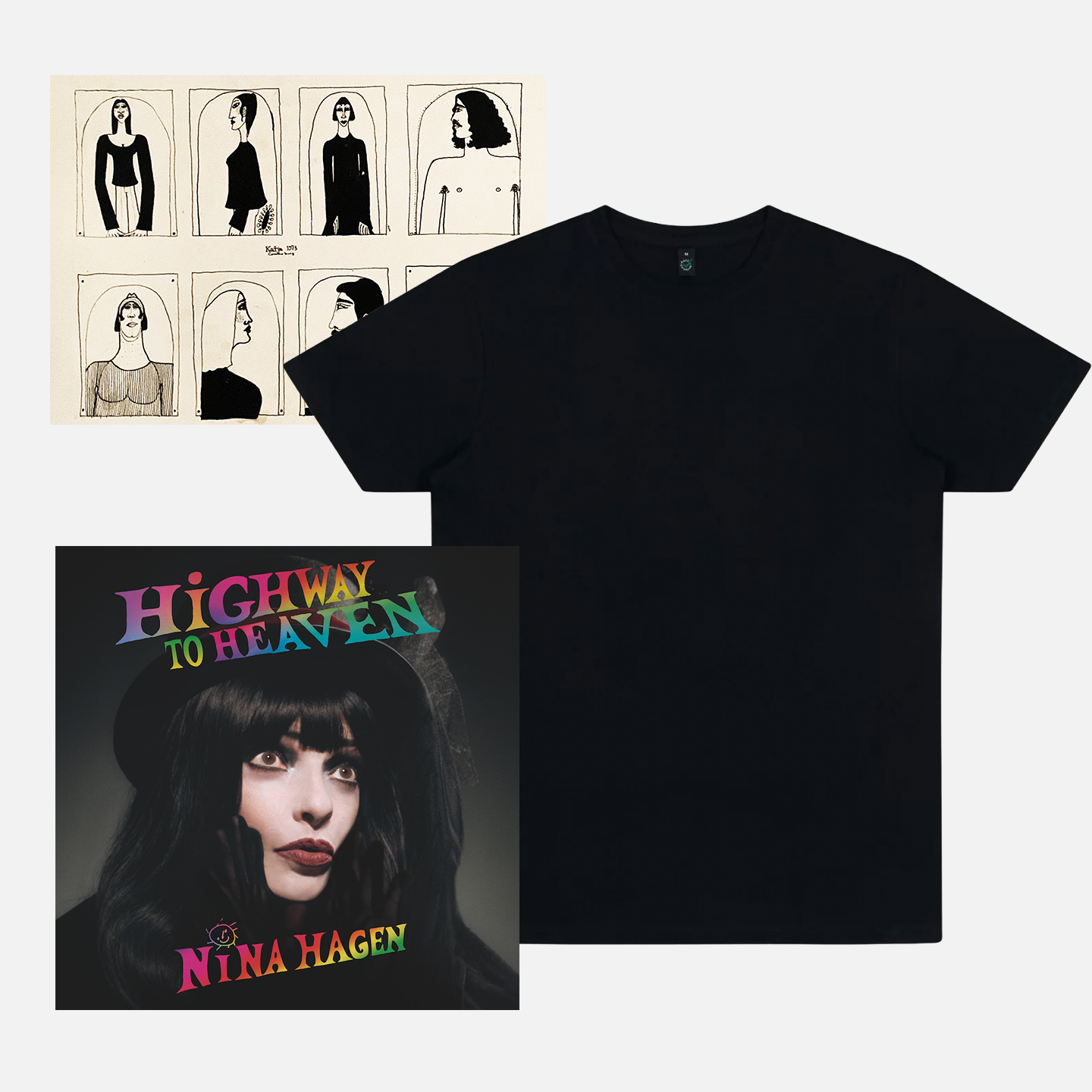 Nina Hagen - HiGHWAY TO HEAVEN - CD + Signed Art-Print &amp; T-Shirt (Bundle)