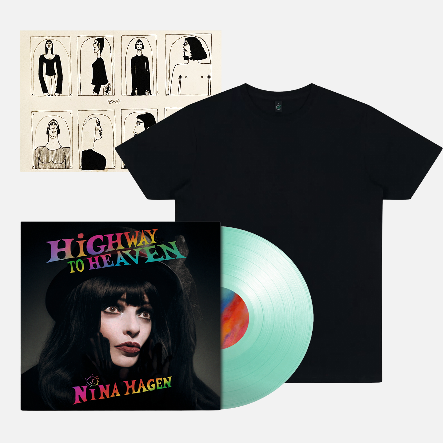 Nina Hagen - HiGHWAY TO HEAVEN - Limited Colored Vinyl + T-Shirt + Signed Art-Print (Bundle)